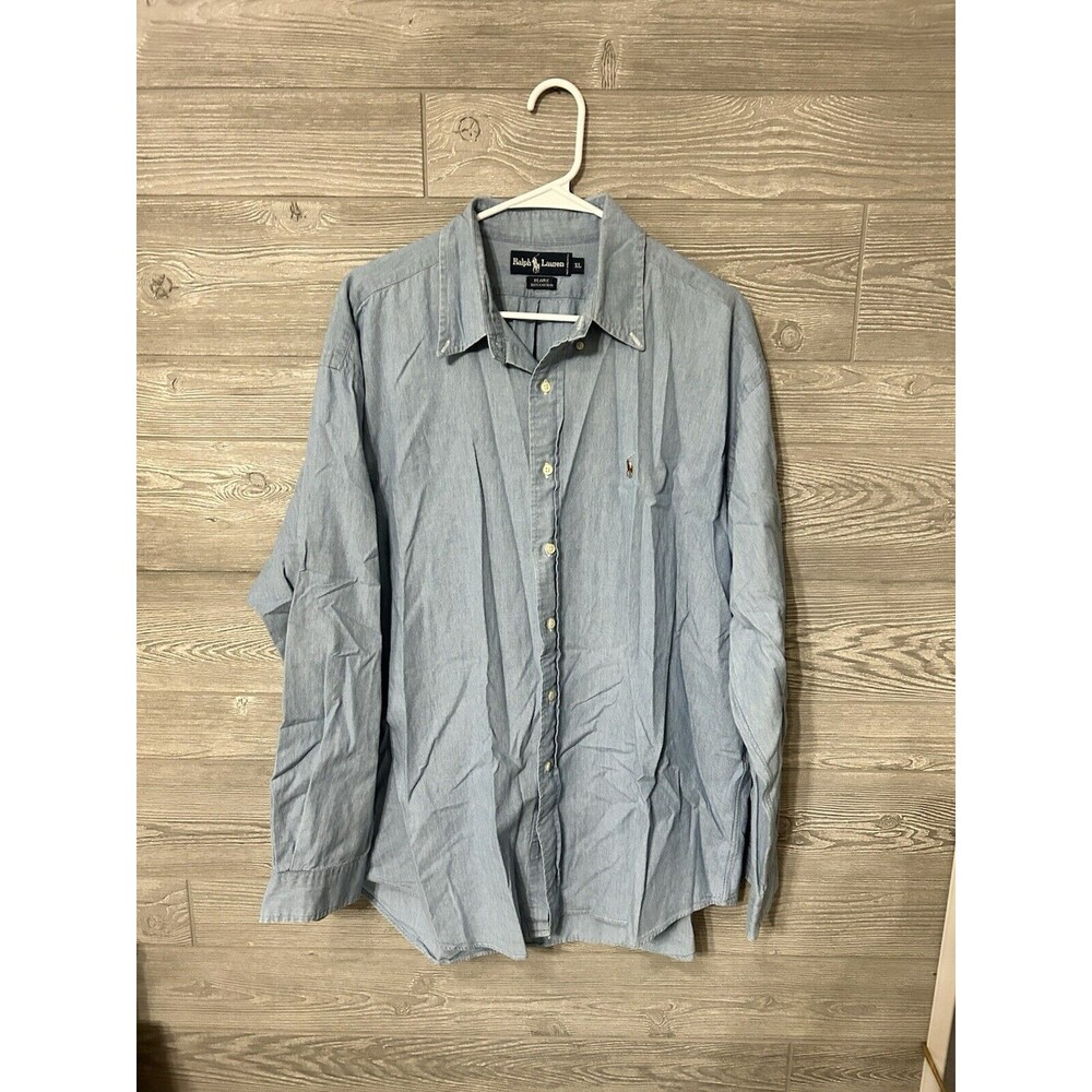 Polo Ralph Lauren Men's Blare Button Down Sz XL Shirt Blue Long Sleeve Work Pony